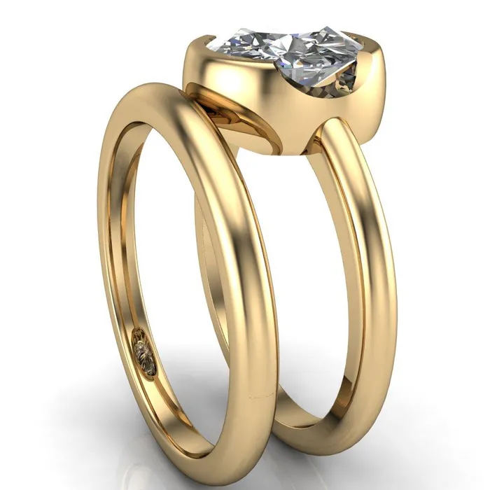 Fire Brilliance Rings Mabel Round Center Stone U Gallery Bezel Set Classic Solitaire Ring