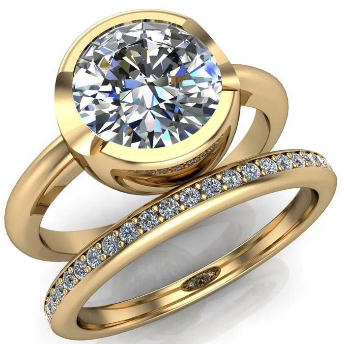 Fire Brilliance Rings Mabel Round Center Stone U Gallery Bezel Set Classic Solitaire Ring