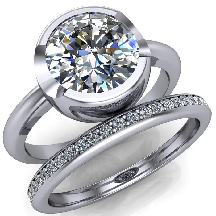 Fire Brilliance Rings Mabel Round Center Stone U Gallery Bezel Set Classic Solitaire Ring