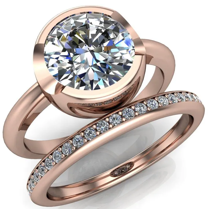 Fire Brilliance Rings Mabel Round Center Stone U Gallery Bezel Set Classic Solitaire Ring