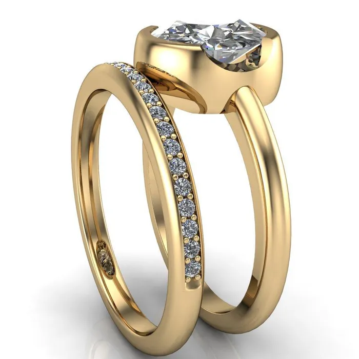 Fire Brilliance Rings Mabel Round Center Stone U Gallery Bezel Set Classic Solitaire Ring