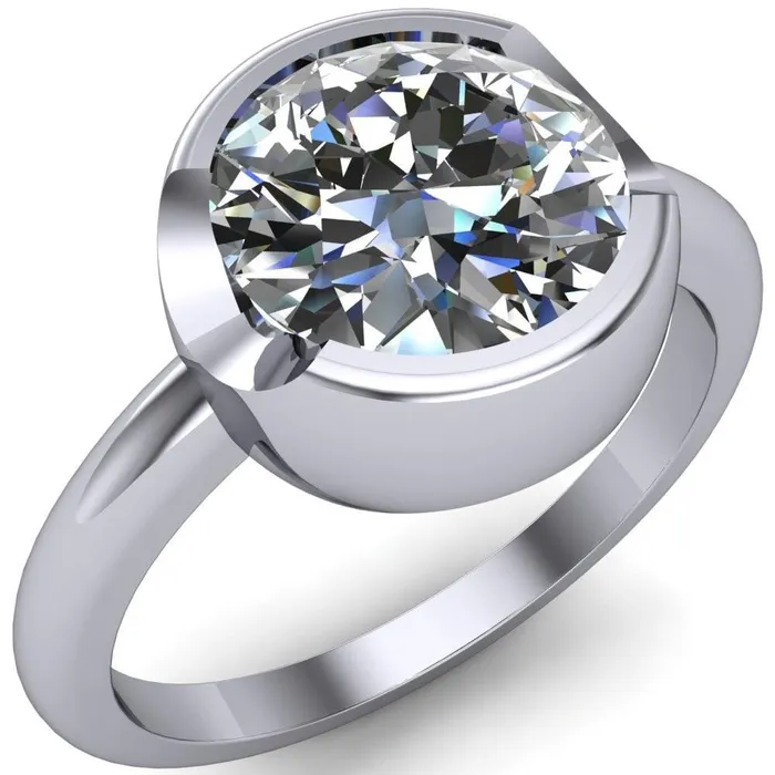 Fire Brilliance Rings Mabel Round Center Stone U Gallery Bezel Set Classic Solitaire Ring