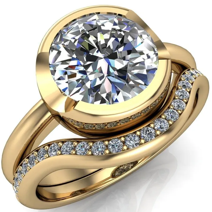 Fire Brilliance Rings Mabel Round Center Stone U Gallery Bezel Set Classic Solitaire Ring