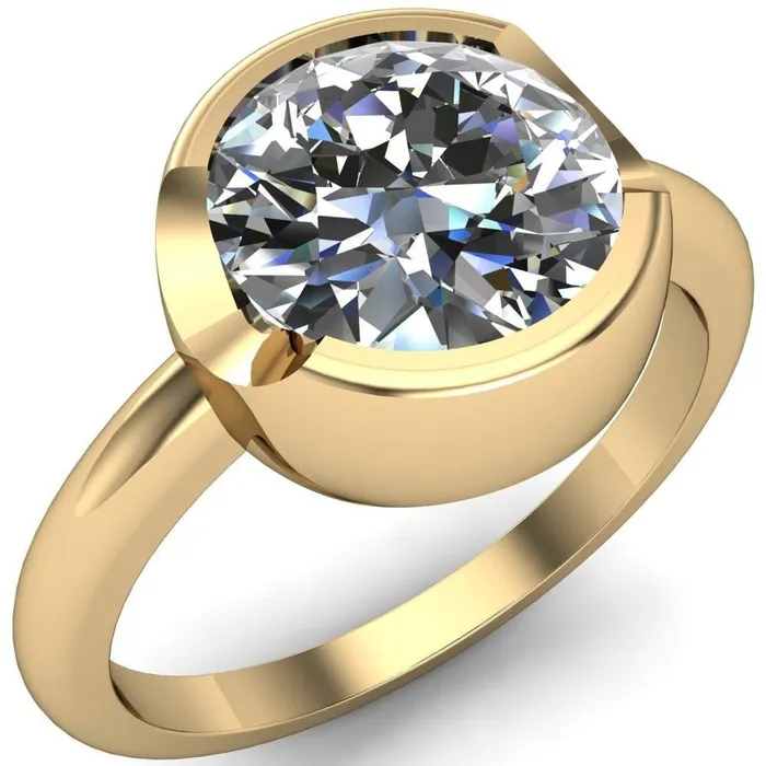 Fire Brilliance Rings Mabel Round Center Stone U Gallery Bezel Set Classic Solitaire Ring
