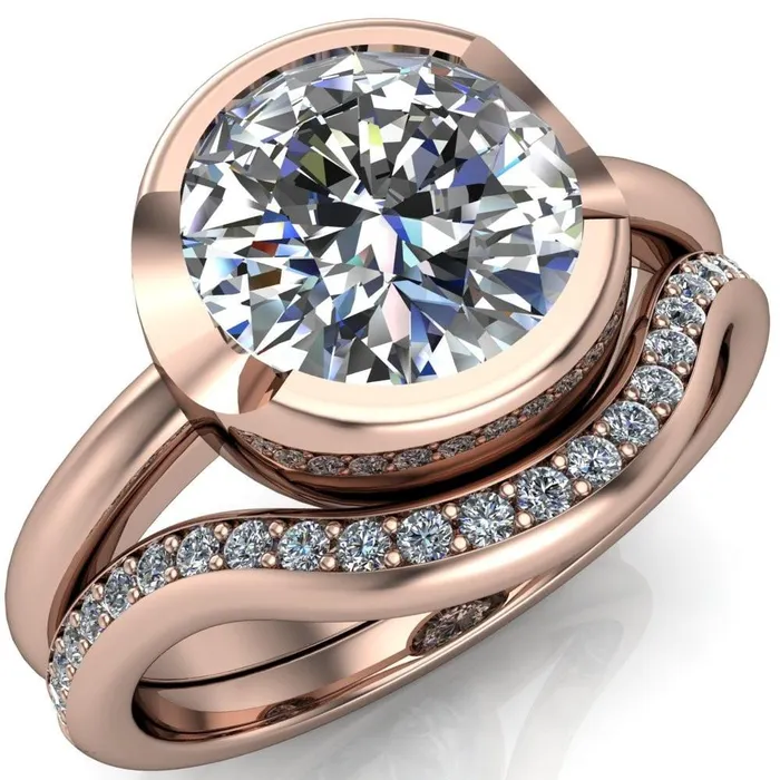 Fire Brilliance Rings Mabel Round Center Stone U Gallery Bezel Set Classic Solitaire Ring