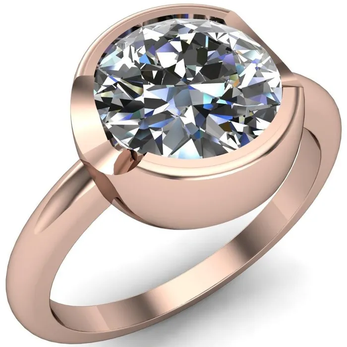 Fire Brilliance Rings Mabel Round Center Stone U Gallery Bezel Set Classic Solitaire Ring
