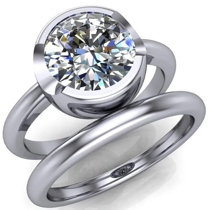 Fire Brilliance Rings Mabel Round Center Stone U Gallery Bezel Set Classic Solitaire Ring