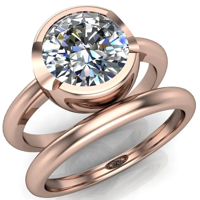 Fire Brilliance Rings Mabel Round Center Stone U Gallery Bezel Set Classic Solitaire Ring