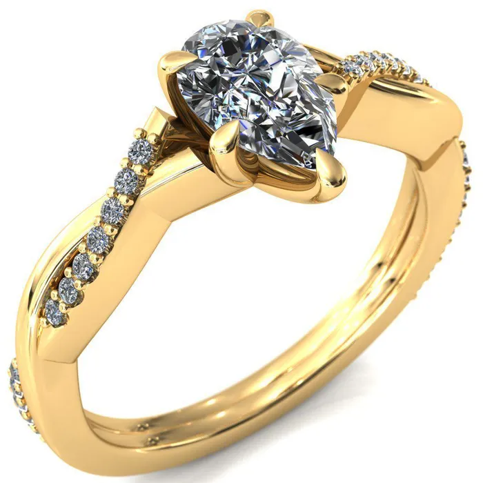 Fire Brilliance Rings Shana Pear Moissanite 5 Claw Prong 12 Infinity Diamond Accent Ring Engagement Ring