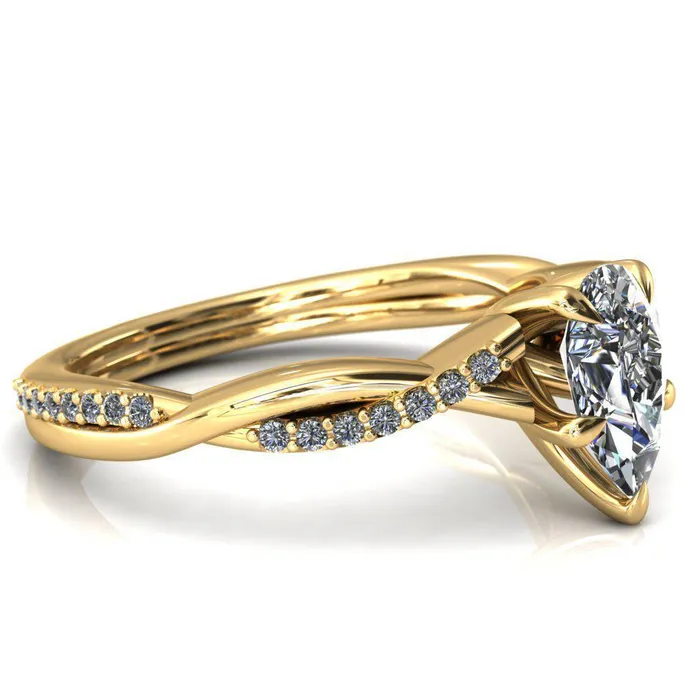 Fire Brilliance Rings Shana Pear Moissanite 5 Claw Prong 12 Infinity Diamond Accent Ring Engagement Ring