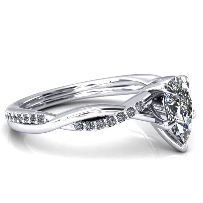 Fire Brilliance Rings Shana Pear Moissanite 5 Claw Prong 12 Infinity Diamond Accent Ring Engagement Ring