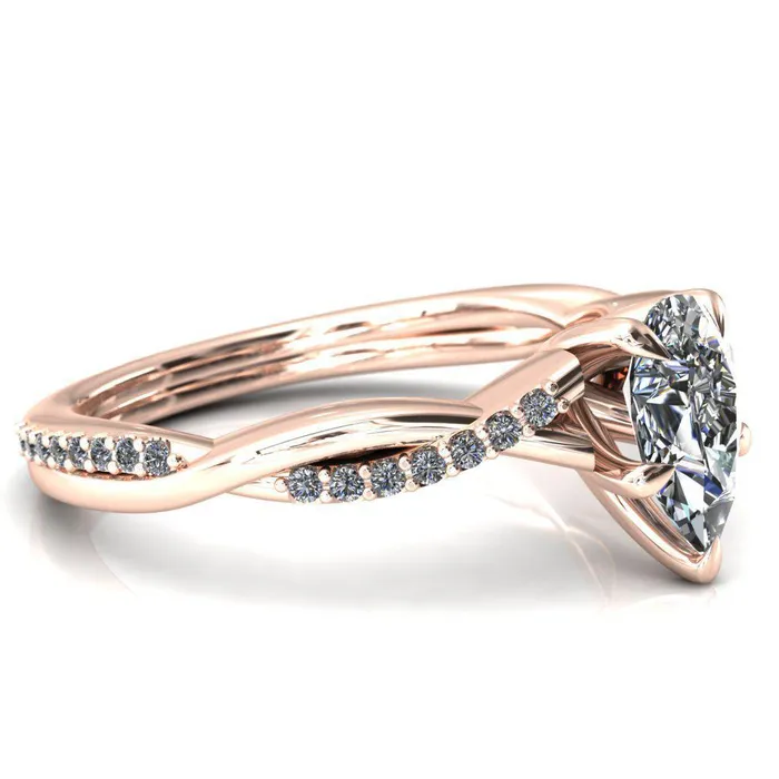 Fire Brilliance Rings Shana Pear Moissanite 5 Claw Prong 12 Infinity Diamond Accent Ring Engagement Ring