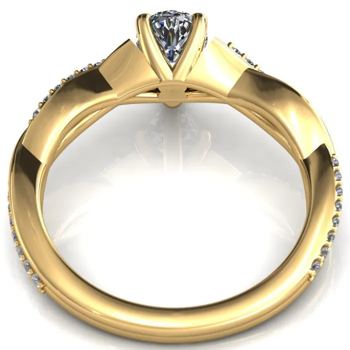 Fire Brilliance Rings Shana Pear Moissanite 5 Claw Prong 12 Infinity Diamond Accent Ring Engagement Ring
