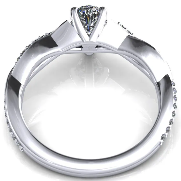 Fire Brilliance Rings Shana Pear Moissanite 5 Claw Prong 12 Infinity Diamond Accent Ring Engagement Ring
