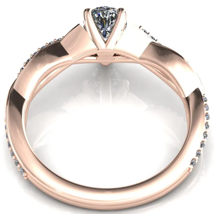 Fire Brilliance Rings Shana Pear Moissanite 5 Claw Prong 12 Infinity Diamond Accent Ring Engagement Ring