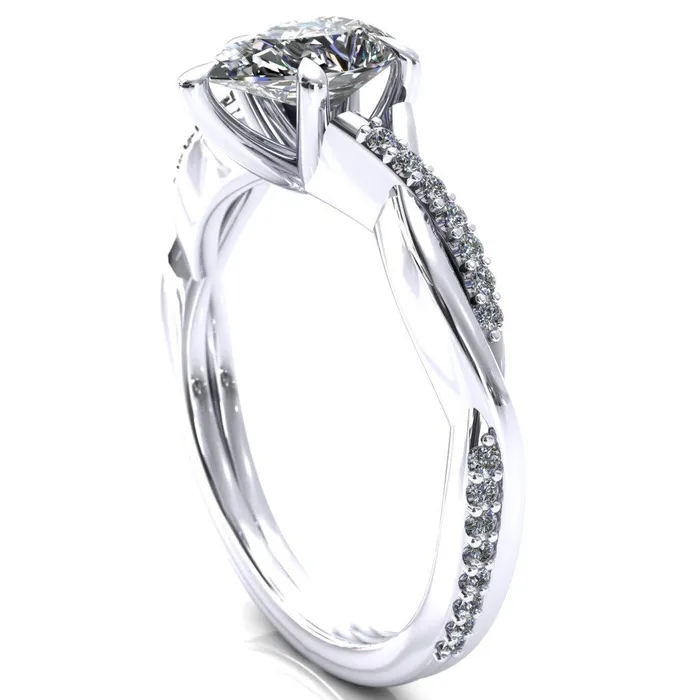 Fire Brilliance Rings Shana Pear Moissanite 5 Claw Prong 12 Infinity Diamond Accent Ring Engagement Ring
