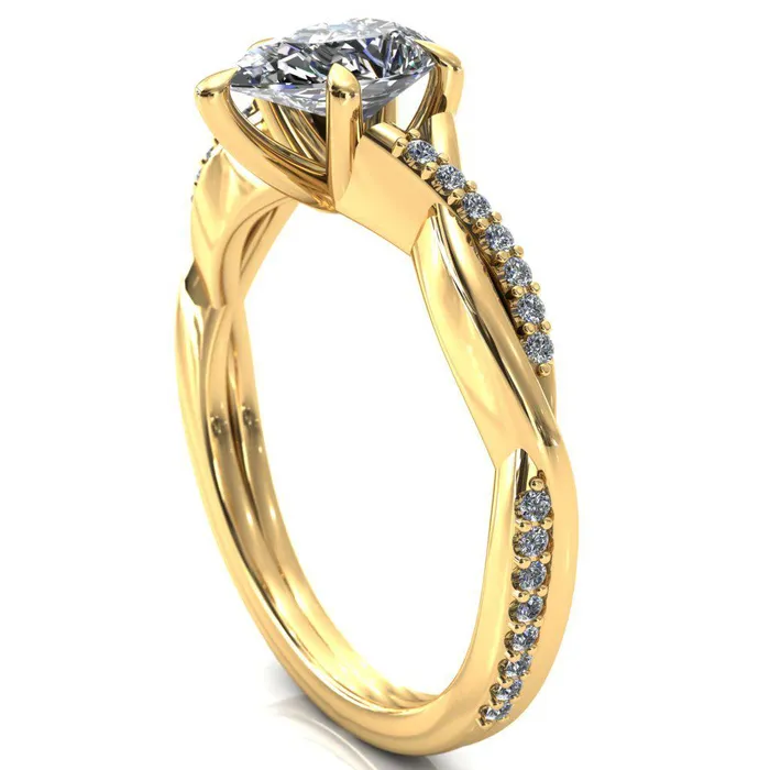 Fire Brilliance Rings Shana Pear Moissanite 5 Claw Prong 12 Infinity Diamond Accent Ring Engagement Ring