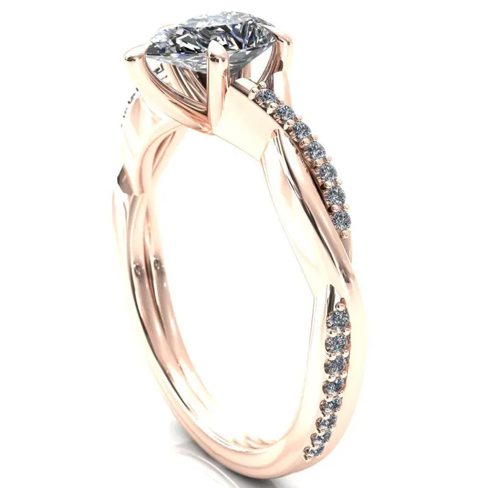 Fire Brilliance Rings Shana Pear Moissanite 5 Claw Prong 12 Infinity Diamond Accent Ring Engagement Ring