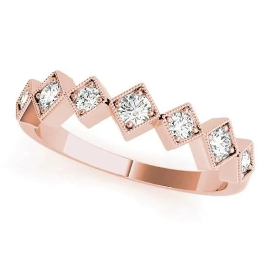 Fire Brilliance Rings Stackables 12 Eternity TriTone Gold Milgrain Square 4 Beaded Bezel 3Band Set Selectables