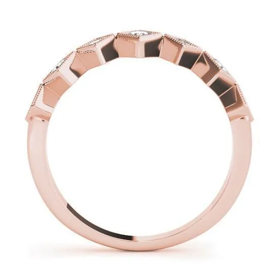 Fire Brilliance Rings Stackables 12 Eternity TriTone Gold Milgrain Square 4 Beaded Bezel 3Band Set Selectables