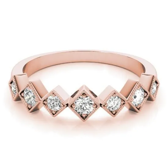Fire Brilliance Rings Stackables 12 Eternity TriTone Gold Milgrain Square 4 Beaded Bezel 3Band Set Selectables
