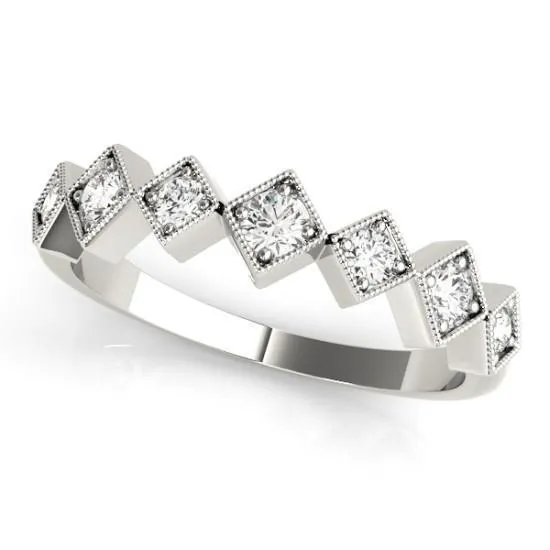 Fire Brilliance Rings Stackables 12 Eternity TriTone Gold Milgrain Square 4 Beaded Bezel 3Band Set Selectables