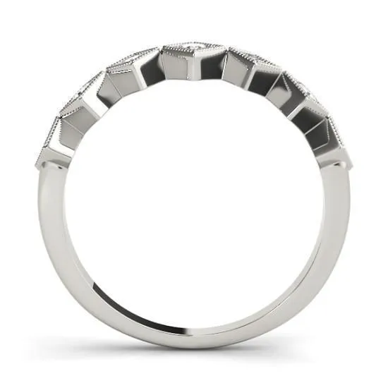 Fire Brilliance Rings Stackables 12 Eternity TriTone Gold Milgrain Square 4 Beaded Bezel 3Band Set Selectables