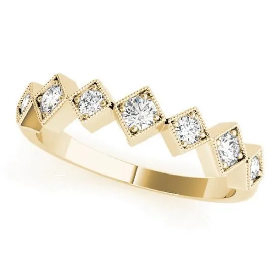 Fire Brilliance Rings Stackables 12 Eternity TriTone Gold Milgrain Square 4 Beaded Bezel 3Band Set Selectables
