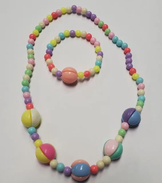 L465 Colorful Two Tone Beads Necklace Bracelet Set POLLY Bracelets