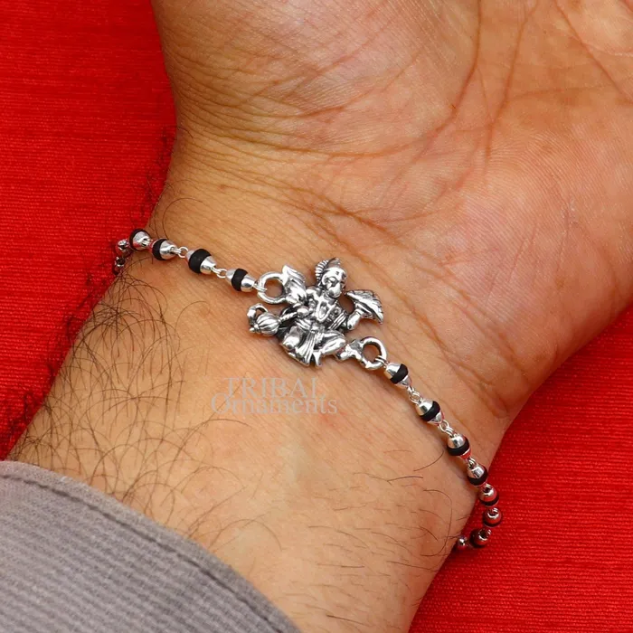 Lord Hanuman holy basil rosary beads Rakhi 925 sterling silver handmade Rakhi bracelet amazing Tulsi beaded bracelet rk204 TRIBAL ORNAMENTS Bracelets Lord Hanuman holy basil rosary beads Rakhi 925 sterling silver handmade Rakhi bracelet amazing Tulsi beaded bracelet rk204 TRIBAL ORNAMENTS Bracelets