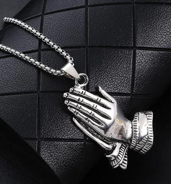 N1093 Silver Praying Hands Necklace alice Necklaces