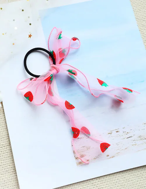 Necklaces H91 Pink Strawberry Bow Hair Tie 02