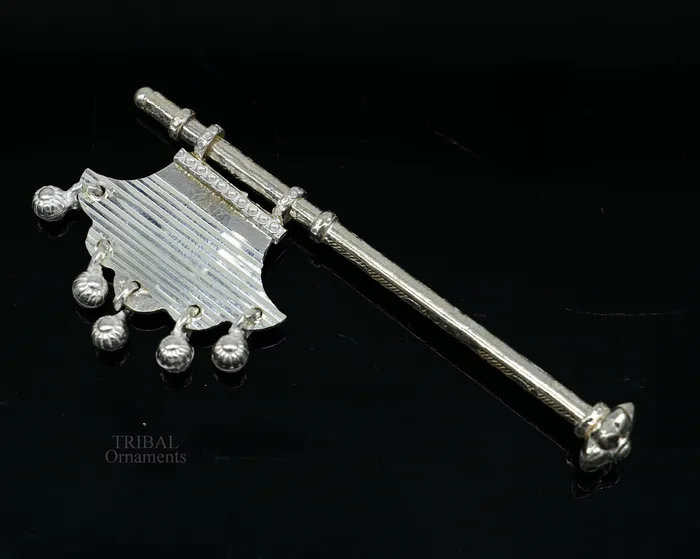Necklaces TRIBAL ORNAMENTS 925 sterling silver pankhi small fan or pankhi for god puja best gifting to laddu gopala krishna silver hand fan puja article su689