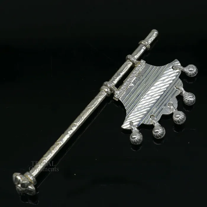 Necklaces TRIBAL ORNAMENTS 925 sterling silver pankhi small fan or pankhi for god puja best gifting to laddu gopala krishna silver hand fan puja article su689