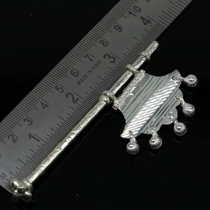 Necklaces TRIBAL ORNAMENTS 925 sterling silver pankhi small fan or pankhi for god puja best gifting to laddu gopala krishna silver hand fan puja article su689
