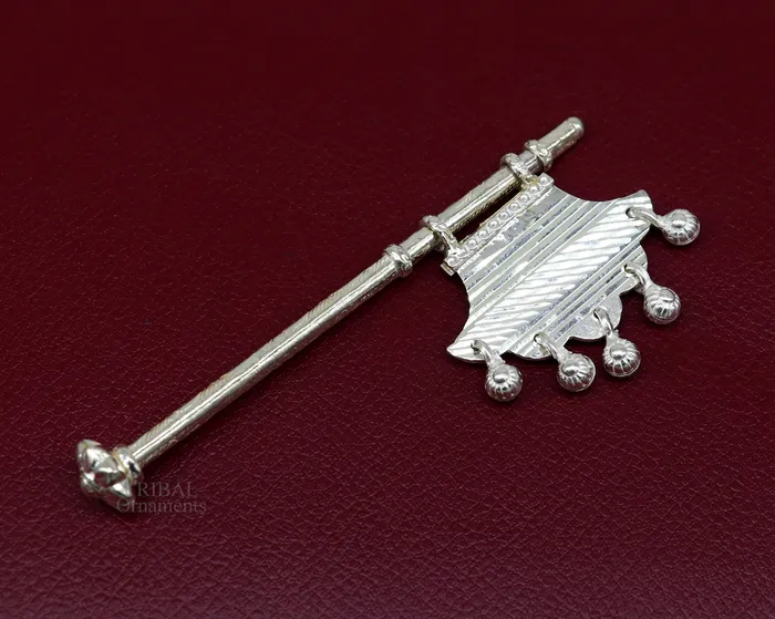 Necklaces TRIBAL ORNAMENTS 925 sterling silver pankhi small fan or pankhi for god puja best gifting to laddu gopala krishna silver hand fan puja article su689
