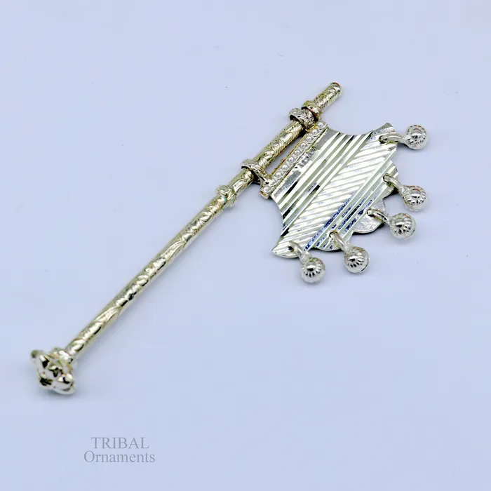 Necklaces TRIBAL ORNAMENTS 925 sterling silver pankhi small fan or pankhi for god puja best gifting to laddu gopala krishna silver hand fan puja article su689