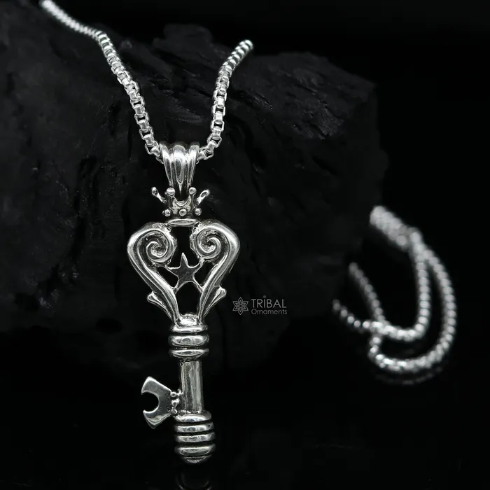 Necklaces TRIBAL ORNAMENTS 925 sterling silver vintage style handmade key pendant amazing fancy stylish attractive pendant for boys and girls nsp639 Necklaces TRIBAL ORNAMENTS 925 sterling silver vintage style handmade key pendant amazing fancy stylish attractive pendant for boys and girls nsp639