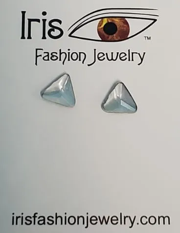 polly E200 White Triangle Gemstone Magnetic Earrings Earrings