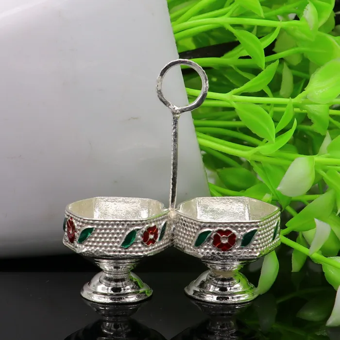 Rings 925 sterling silver handmade customized work puja utensils silver tilak bowl kesar chaindan kumkum patra or bowl silver article su155 TRIBAL ORNAMENTS