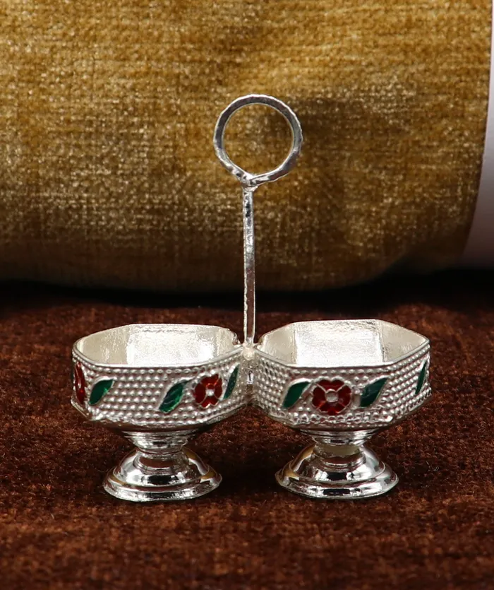 Rings 925 sterling silver handmade customized work puja utensils silver tilak bowl kesar chaindan kumkum patra or bowl silver article su155 TRIBAL ORNAMENTS