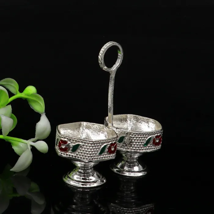 Rings 925 sterling silver handmade customized work puja utensils silver tilak bowl kesar chaindan kumkum patra or bowl silver article su155 TRIBAL ORNAMENTS