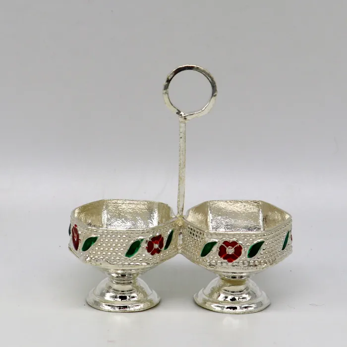 Rings 925 sterling silver handmade customized work puja utensils silver tilak bowl kesar chaindan kumkum patra or bowl silver article su155 TRIBAL ORNAMENTS