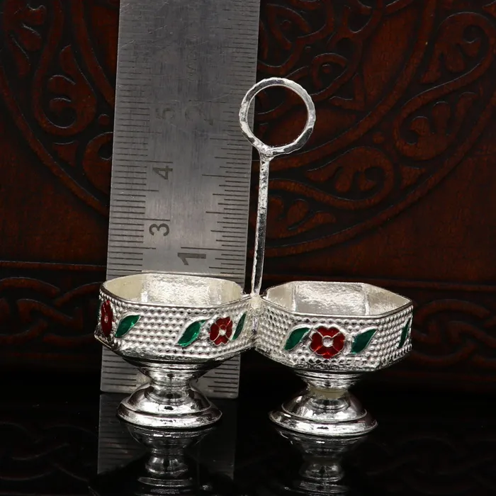 Rings 925 sterling silver handmade customized work puja utensils silver tilak bowl kesar chaindan kumkum patra or bowl silver article su155 TRIBAL ORNAMENTS