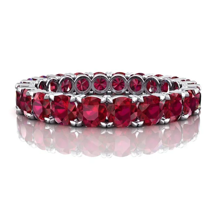 Rings Fire Brilliance Lilaine Ruby Full Eternity 3mm Round Cut Engagement or Anniversary Ring