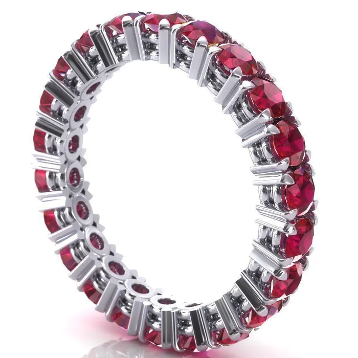 Rings Fire Brilliance Lilaine Ruby Full Eternity 3mm Round Cut Engagement or Anniversary Ring