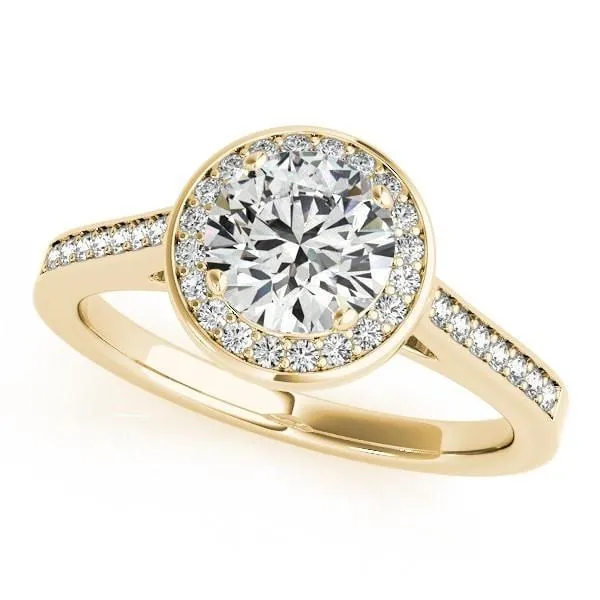 Rings Fire Brilliance Skye Round Center Stone Channel Shank Halo Engagement Ring