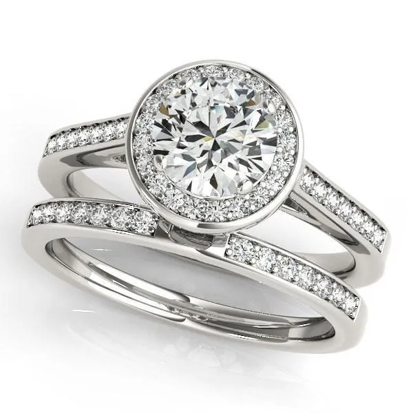 Rings Fire Brilliance Skye Round Center Stone Channel Shank Halo Engagement Ring