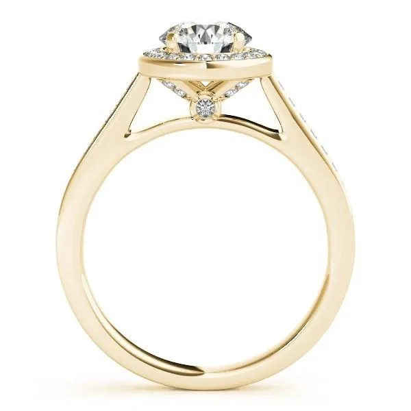 Rings Fire Brilliance Skye Round Center Stone Channel Shank Halo Engagement Ring