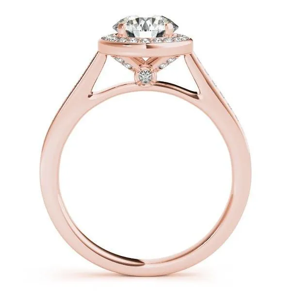 Rings Fire Brilliance Skye Round Center Stone Channel Shank Halo Engagement Ring